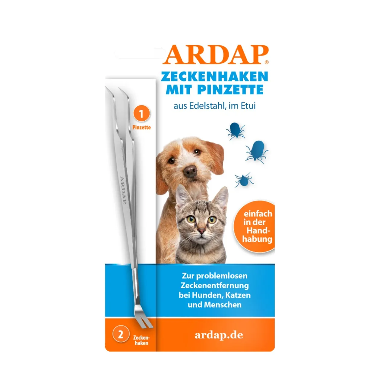Ardap Pince à tiques en acier inoxydable