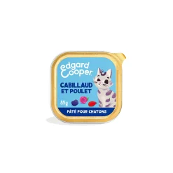 Edgard & Cooper Barquette Chat Junior Poulet, cabillaud 16x85 g