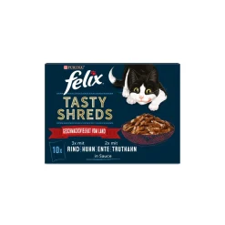 Felix Tasty Shreds 10 x 80 g Variété de saveurs du pays