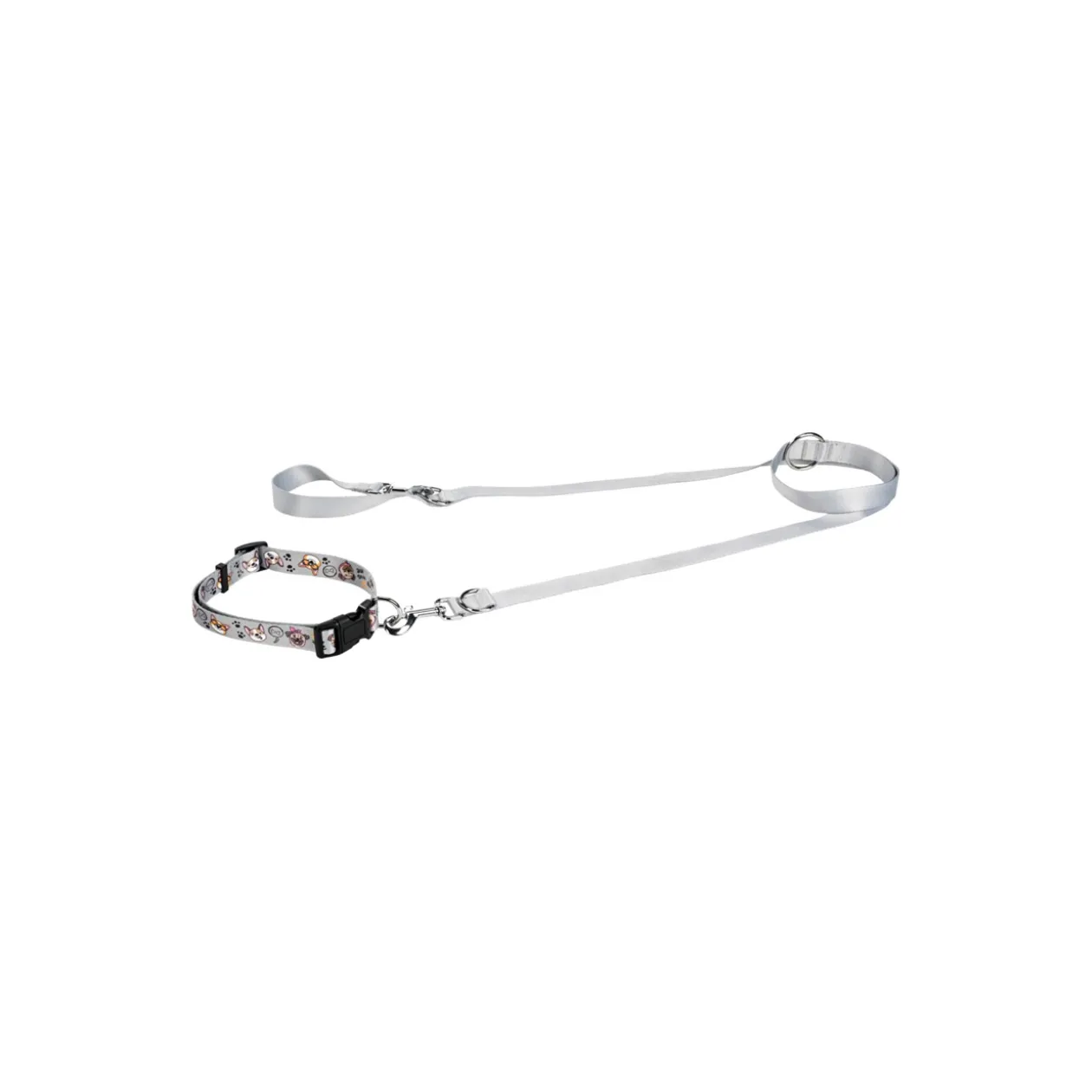 FIT+FUN Kit collier + laisse gris clair S