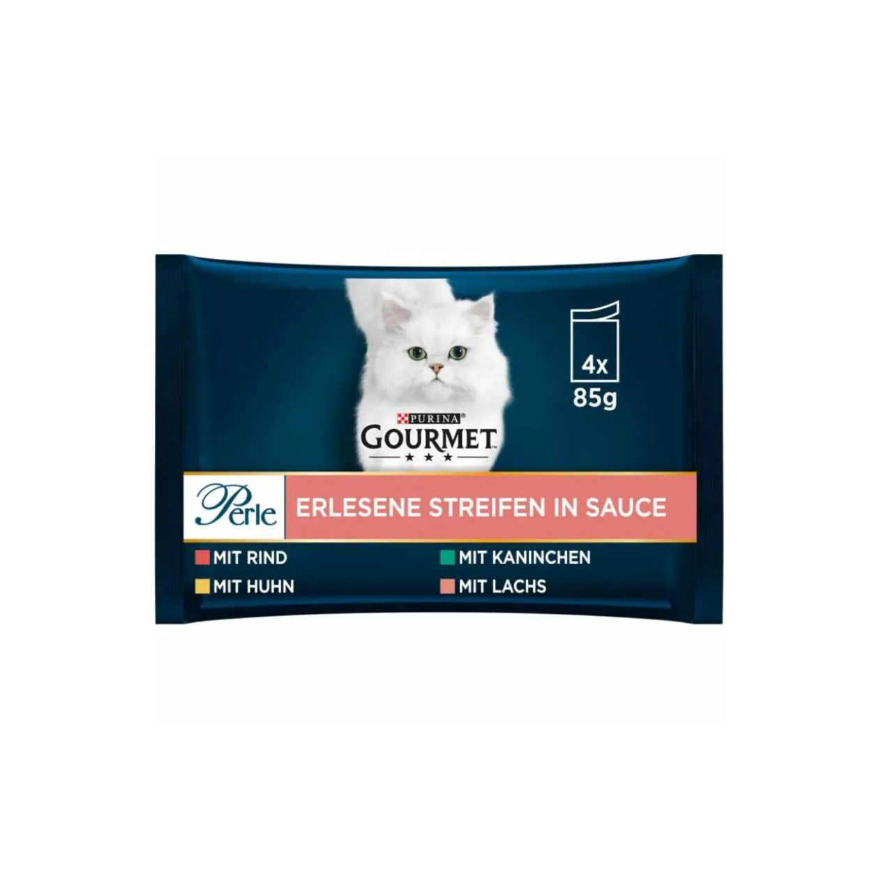GOURMET Perle 4 x 85 g Bœuf, poulet, lapin et saumon