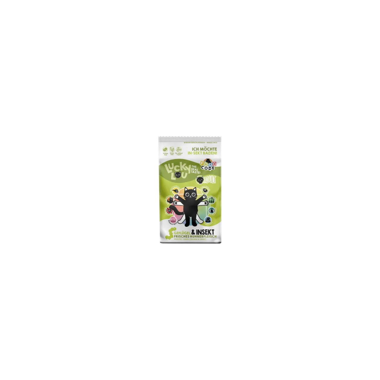 Lucky Lou Food Code Croquettes pour chat, Adulte, Volaille et Insectes 1,7 kg
