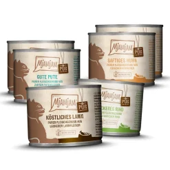 MjAMjAM nourriture humide pour chat adulte, Plaisir pur de la viande, Pack mixte 6x200 g