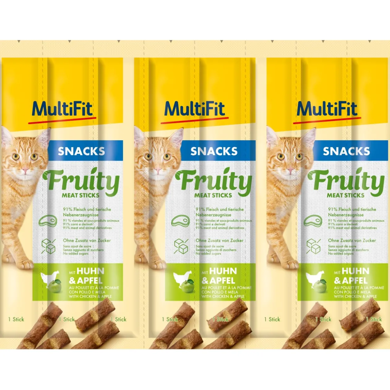 MultiFit Bâtonnets Fruity Meat 7x8x5 g Poulet et pomme