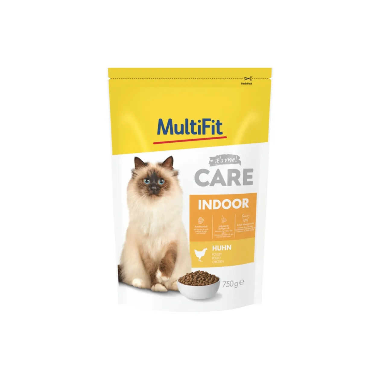 MultiFit Care Croquettes pour chat, Adulte, Intérieur, Poulet 750 g