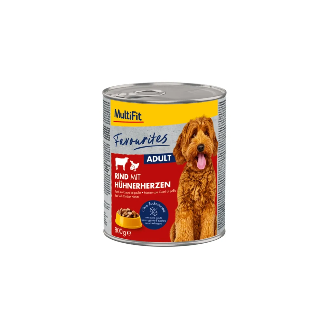 MultiFit Favoris Nourriture humide Chien Adulte Bœuf aux cœurs de poulet 6x800 g