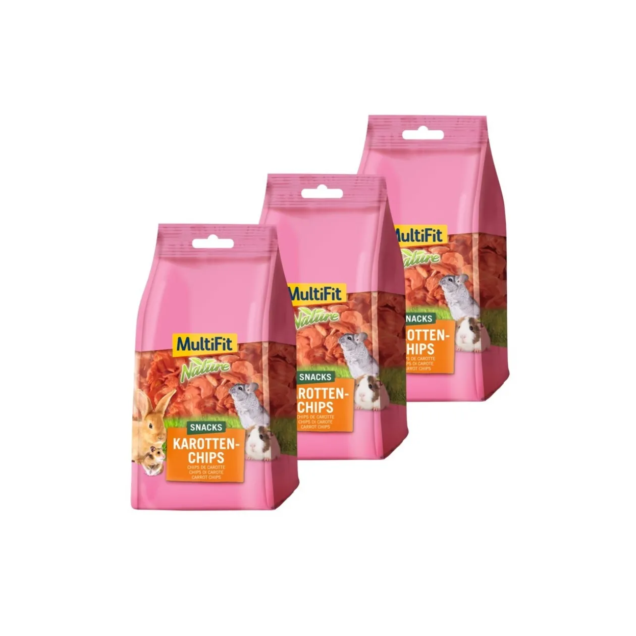 MultiFit Nature snacks Chips de carotte 3x100 g