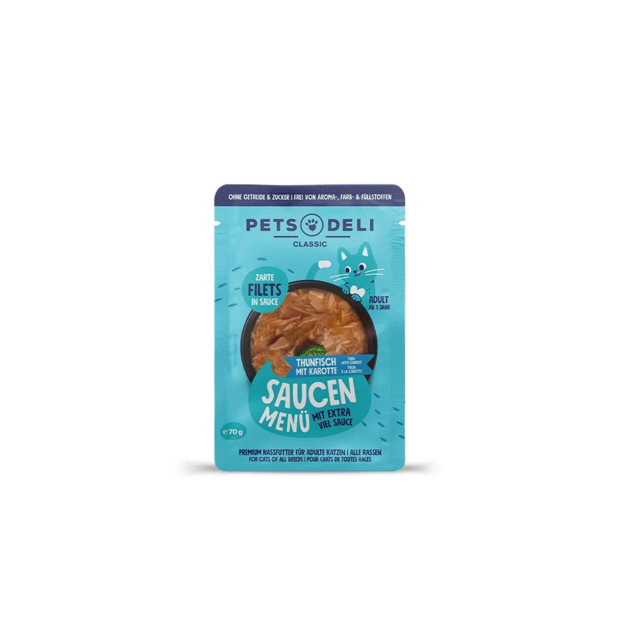 Nourriture humide pour chat Adult Saucen Menu Thon à la Carotte 12 x 70 g