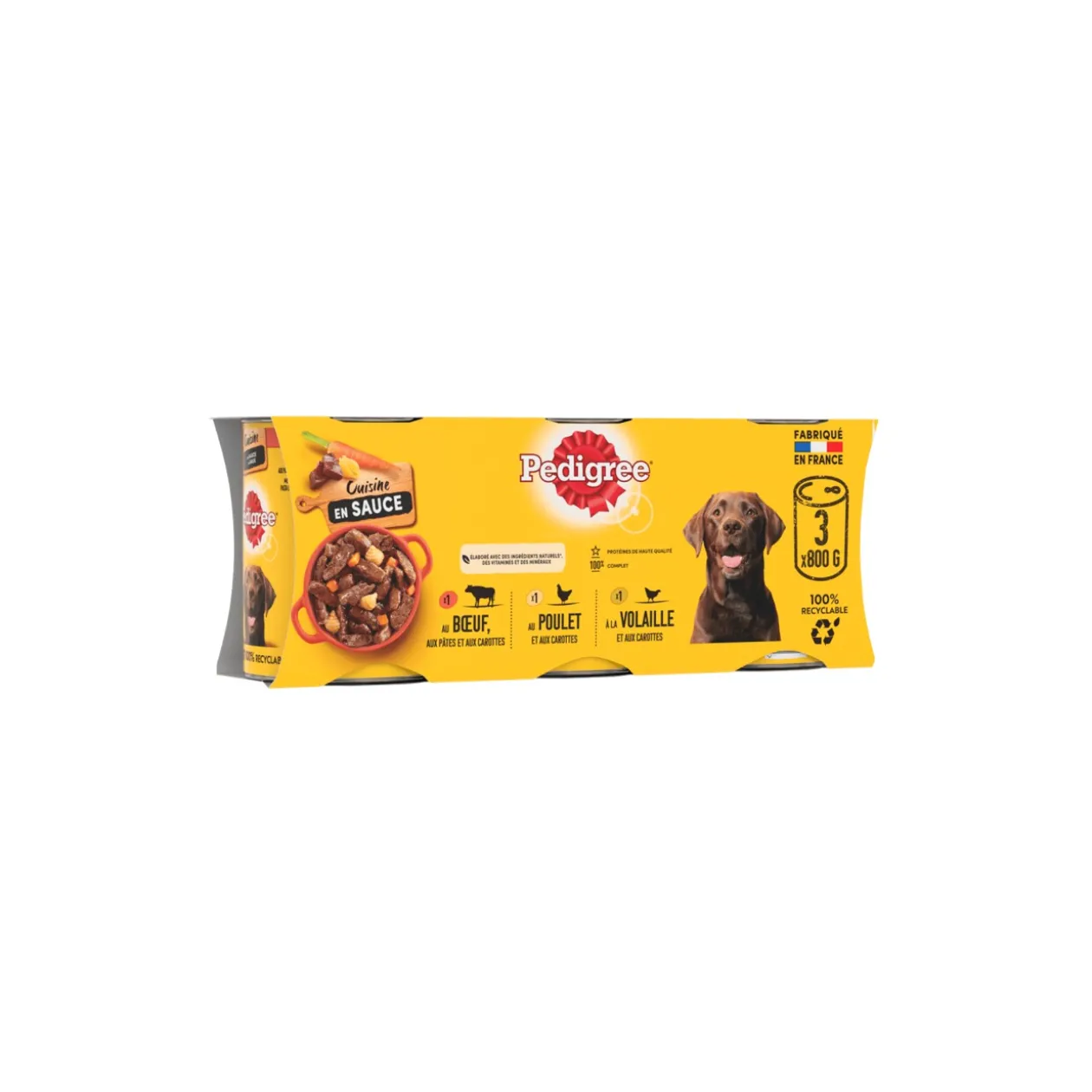 Pedigree Cuisine boîtes en sauce 3 variétés pour chien adulte 3x800g