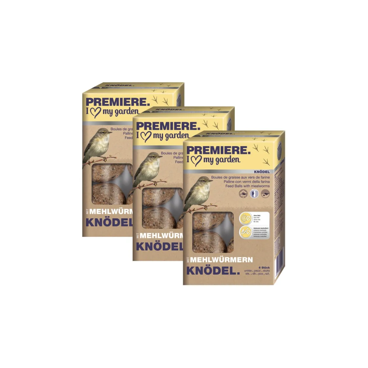 PREMIERE Boules de graisse aux vers de farine 3 x 6 pièces