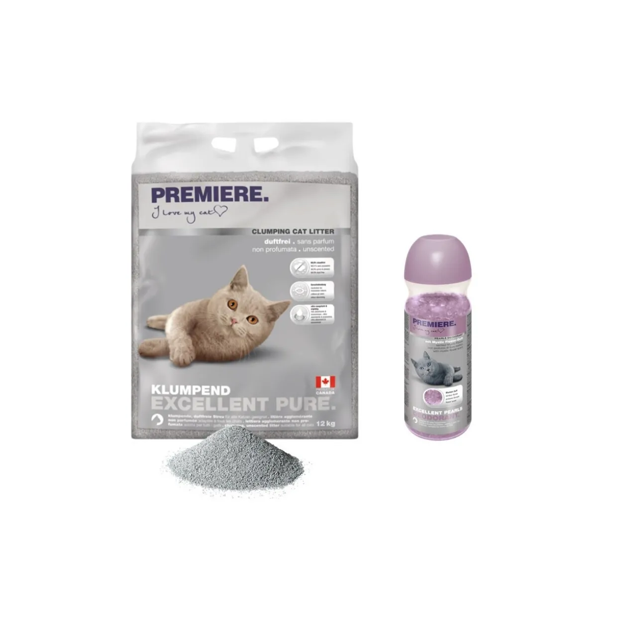 PREMIERE Excellent Flower Litière agglomérante Pure 12 kg au désodorisant