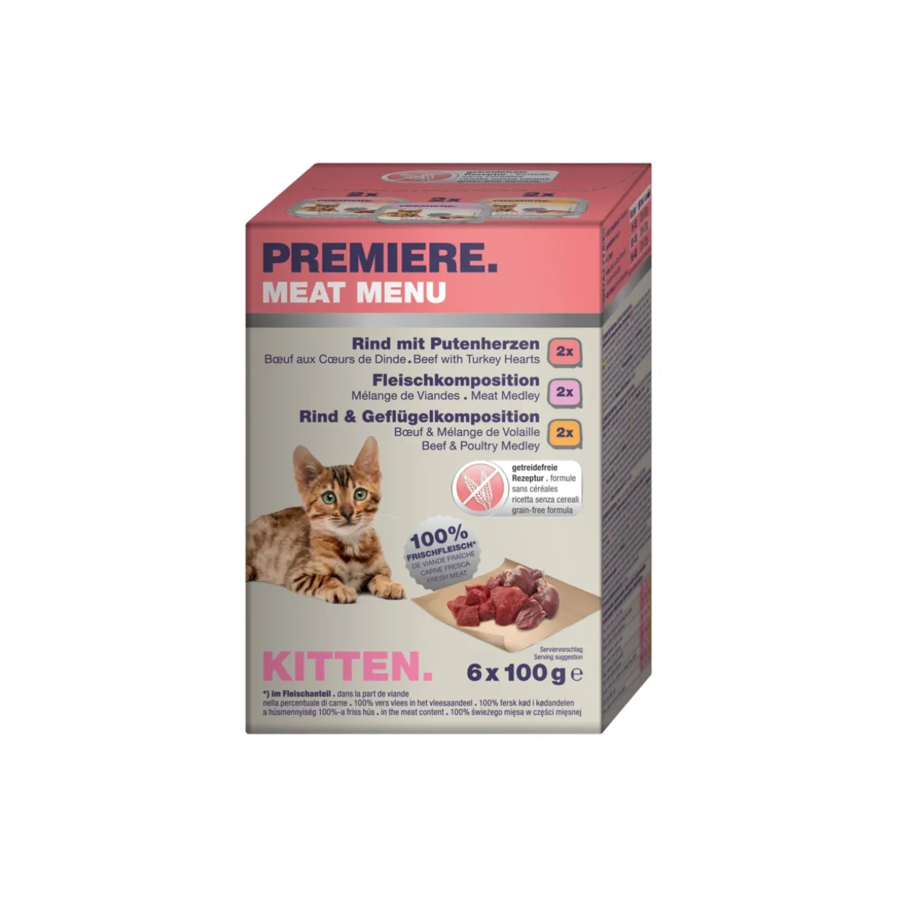 PREMIERE Meat Menu pour chatons, 6 x 100 g