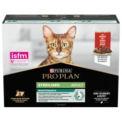PRO PLAN Adult Sterilised Maintenance Au Bœuf En Sauce 10 x 85 g