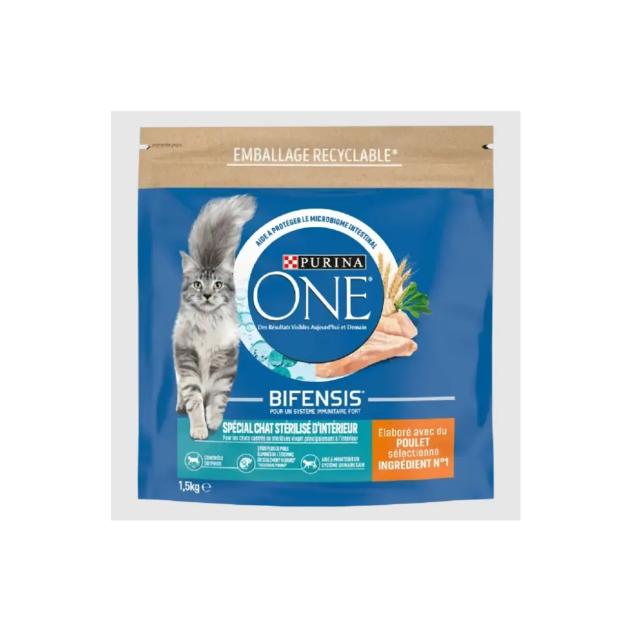Purina ONE Croquettes pour Chat Stérilisé d'intérieur au Poulet 1,5 kg