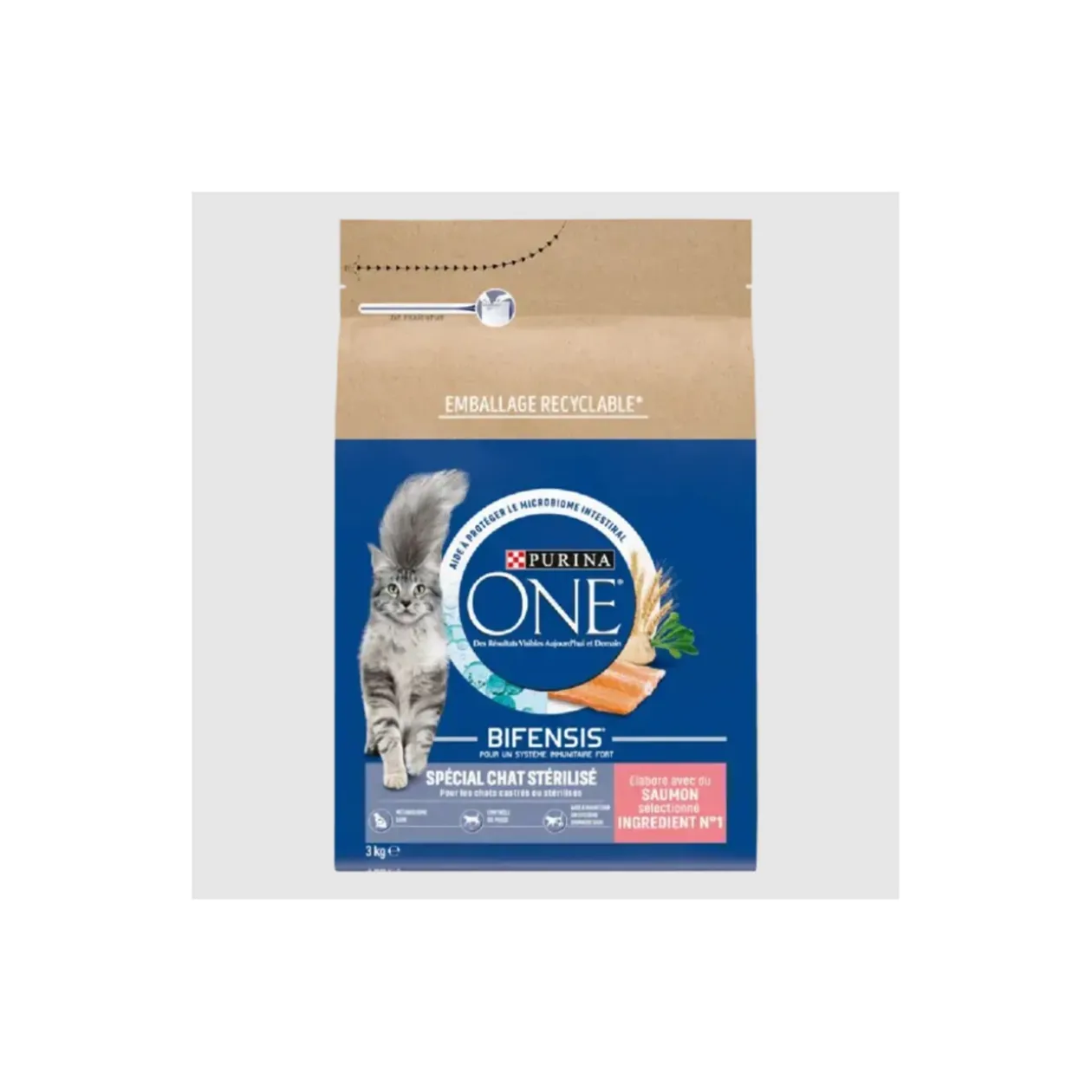 Purina ONE Croquettes pour Chat Stérilisé au Saumon et au Blé 3 kg