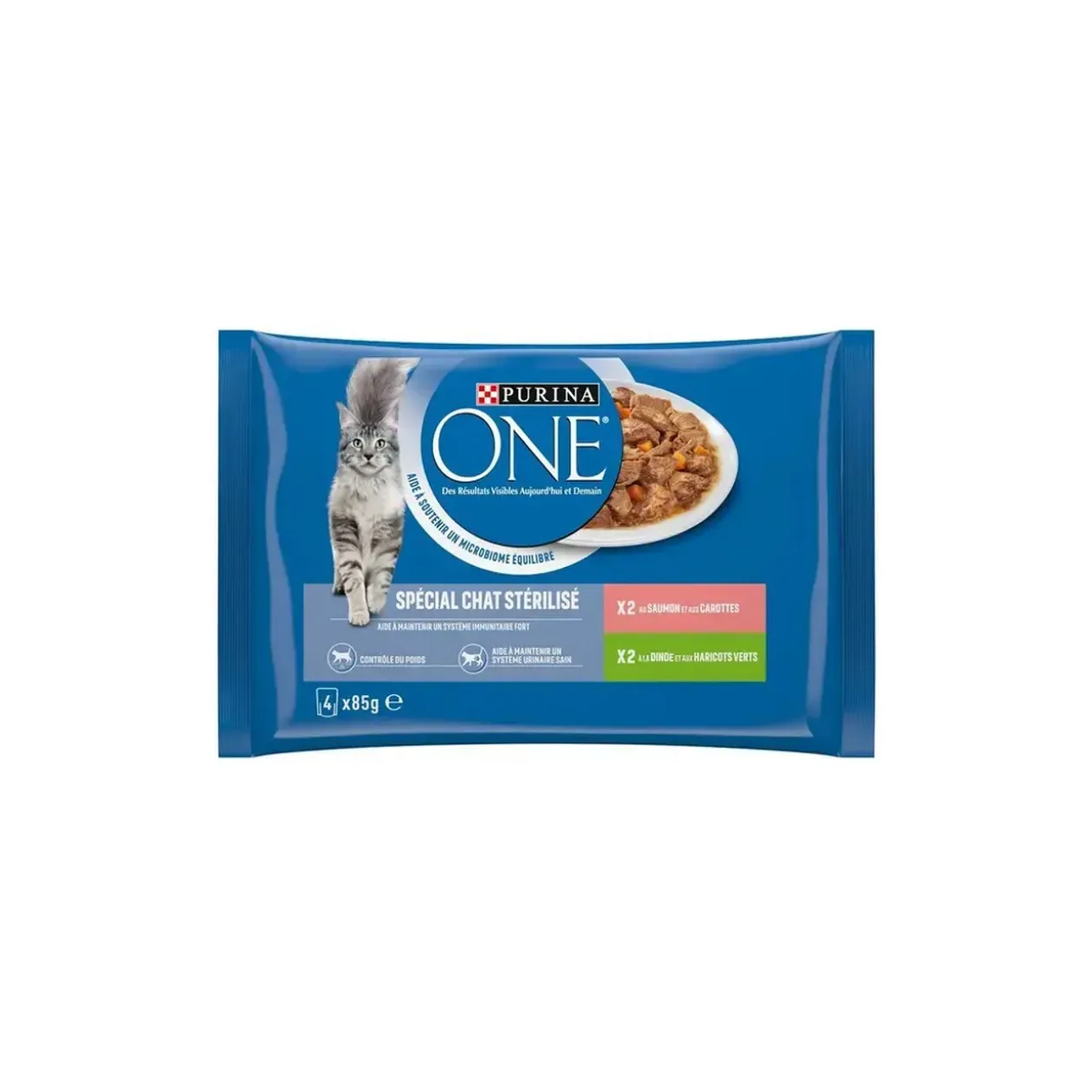 Purina ONE Sachets pour Chat Stérilisé au Saumon et à la Dinde 4 x 85 g