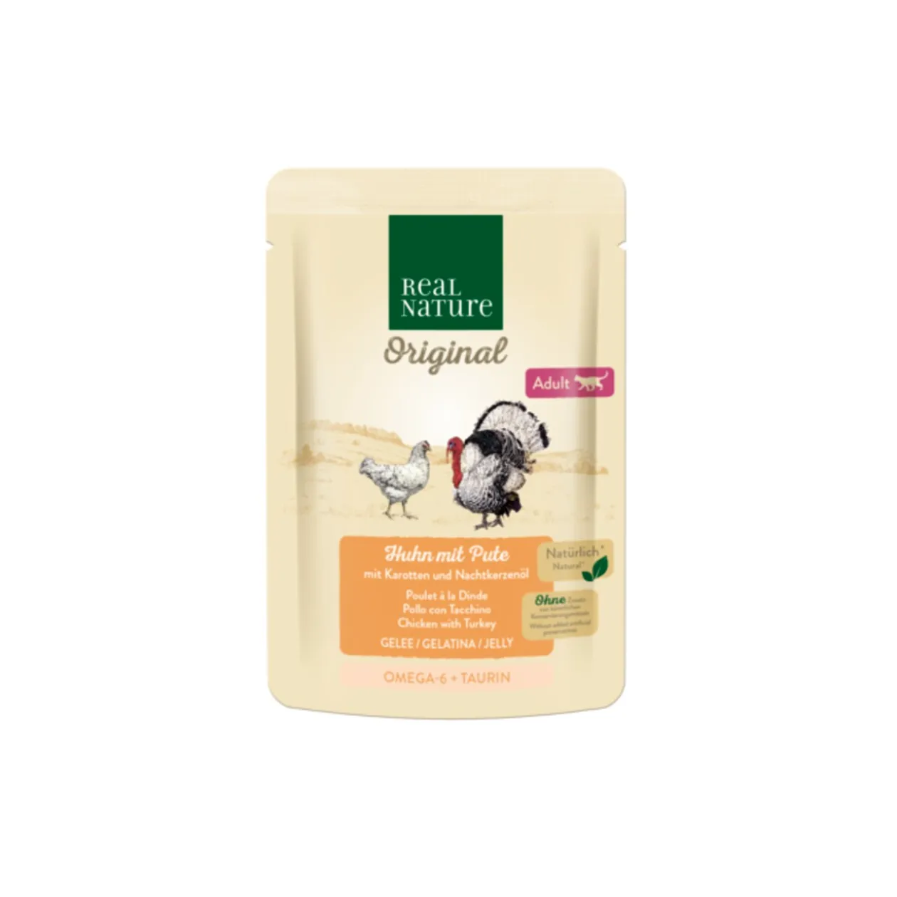 REAL NATURE Original nourriture humide pour chat, Adulte 12x85 g Poulet avec dinde, en gelée