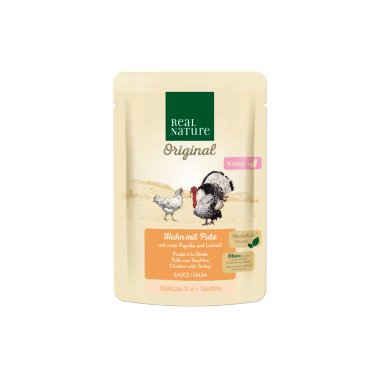 REAL NATURE Original nourriture humide pour chat, chaton 12x85g Poulet avec dinde