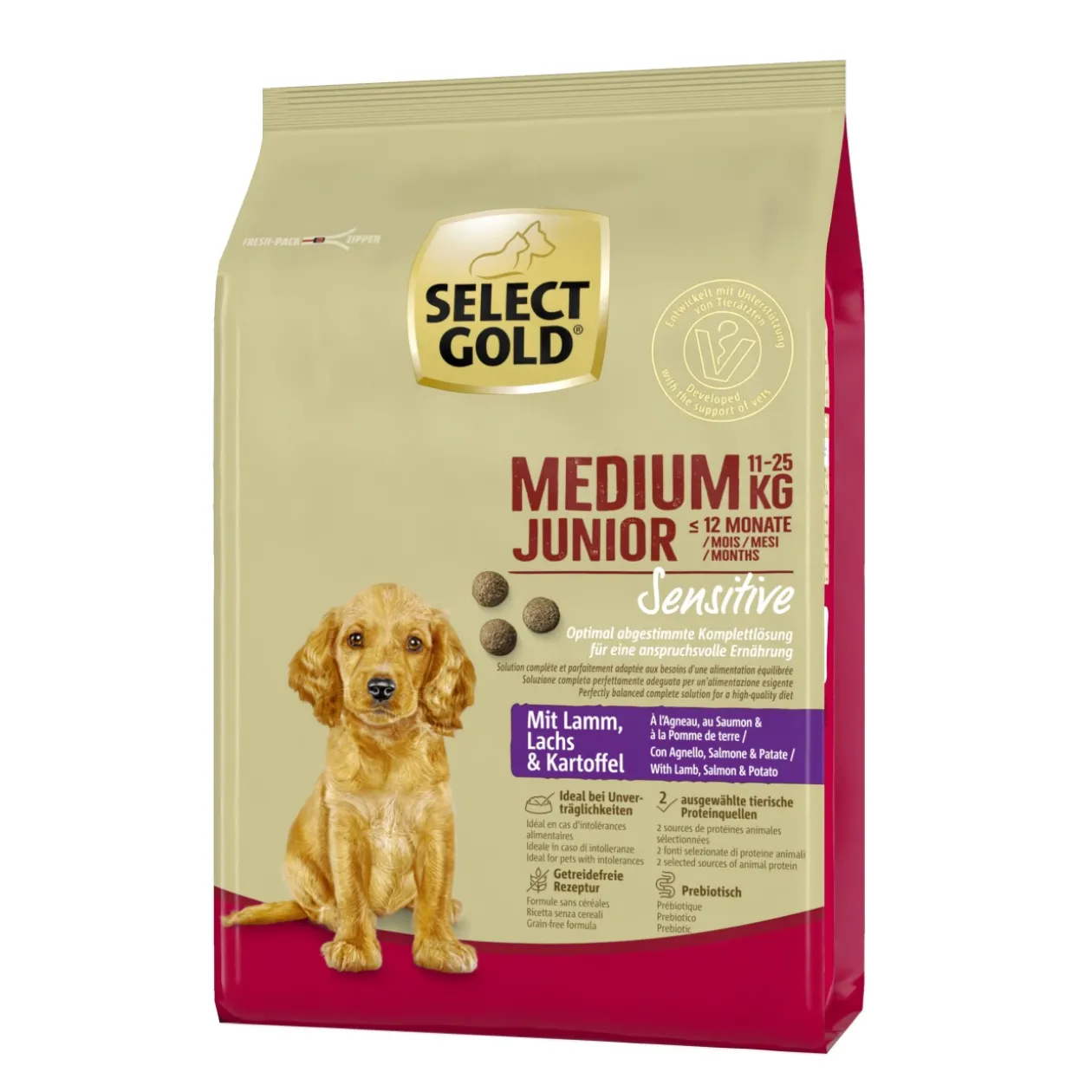 SELECT GOLD Sensitive Junior Medium agneau/saumon/pommes de terre 1 kg
