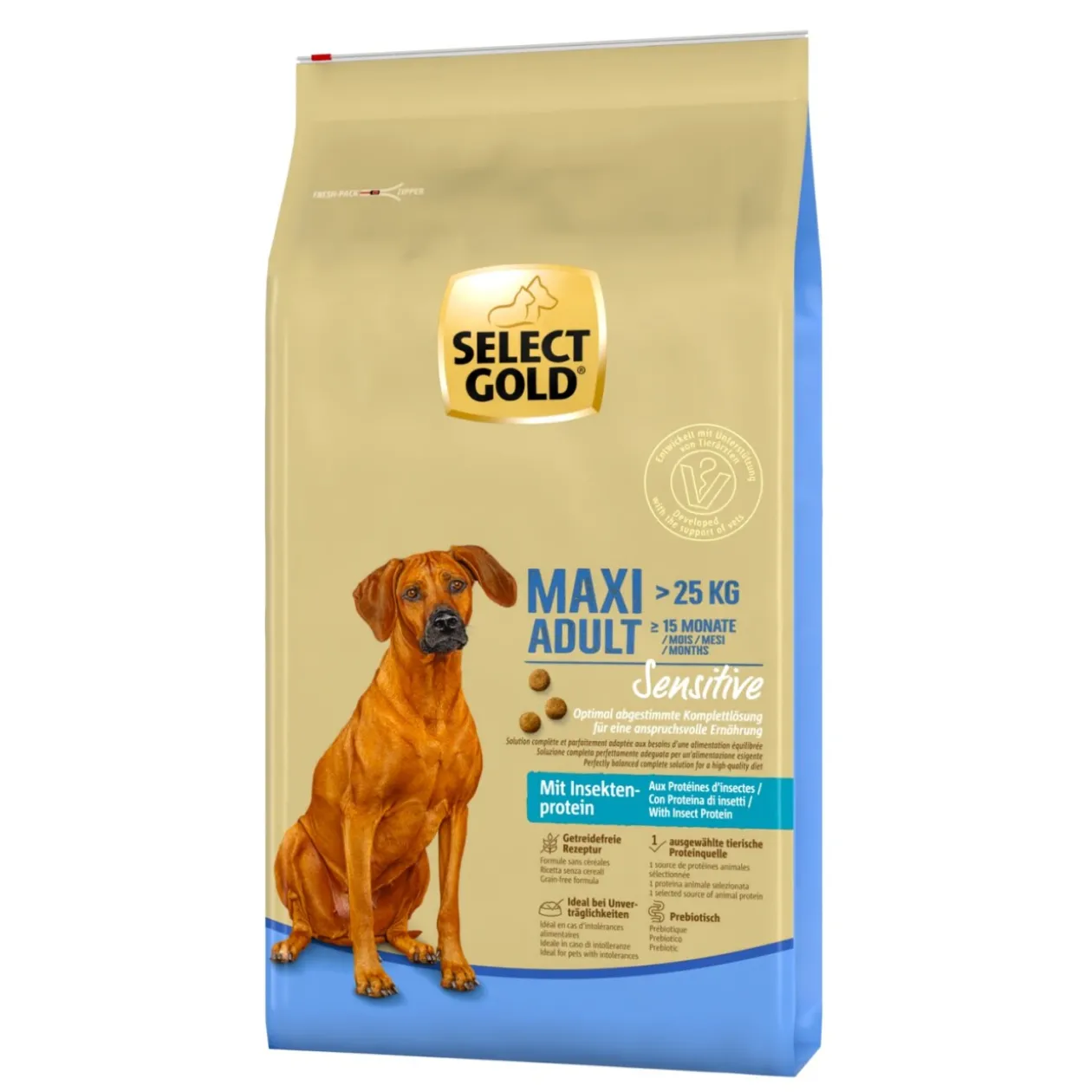 SELECT GOLD Sensitive Maxi Adult insecte 12 kg 12 kg