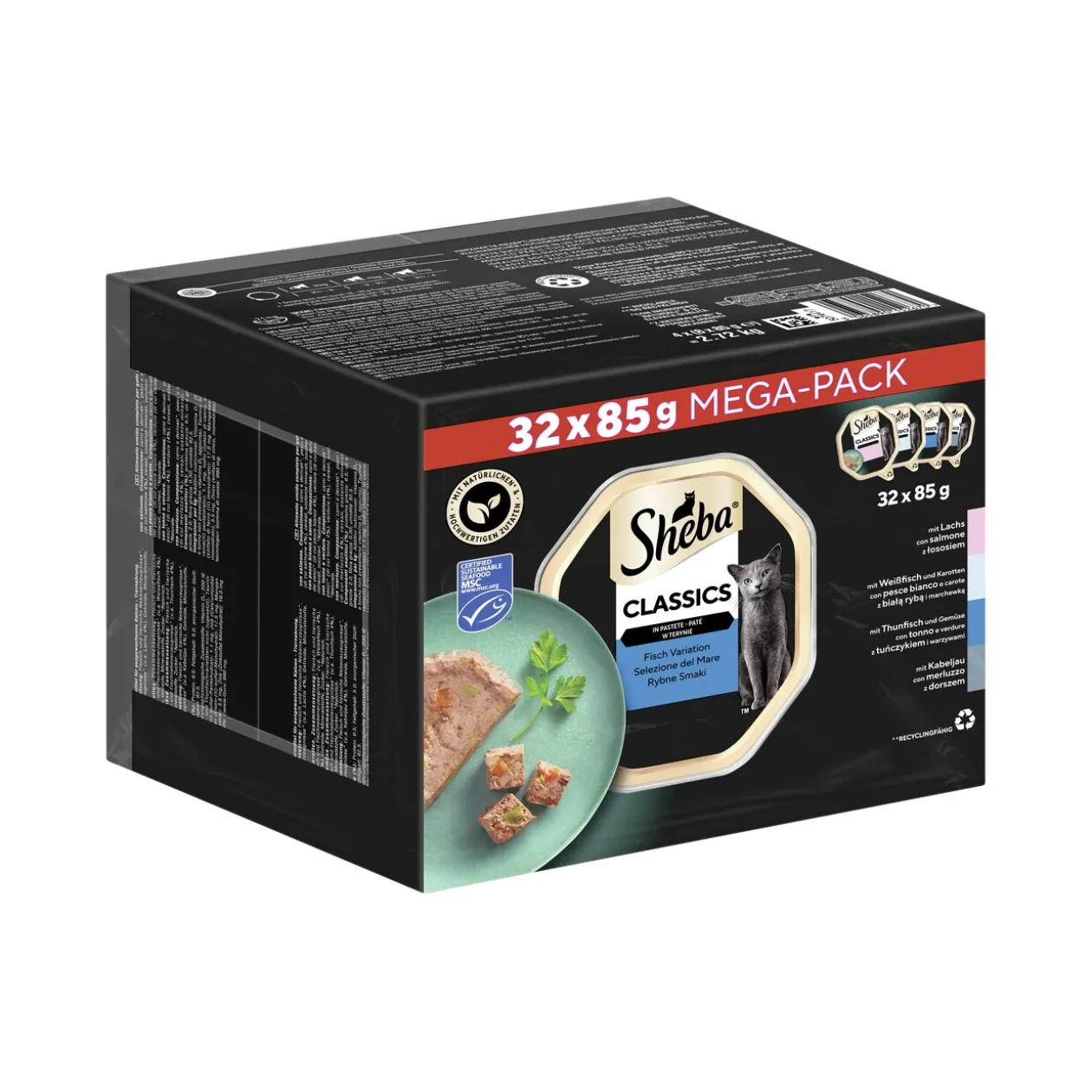 Sheba Multipack Classics en pâté de poisson Variation 32 x 85 g