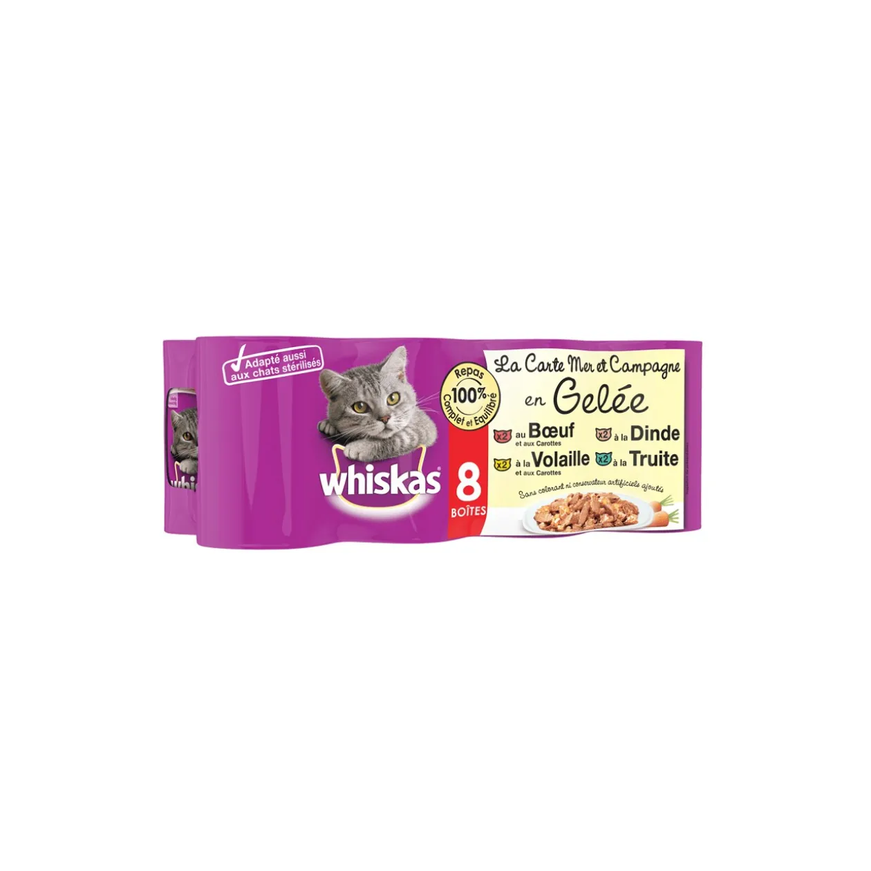 Whiskas Boîtes La Carte Mer et Campagne en Gelée 4 variétés pour chat 8x390g