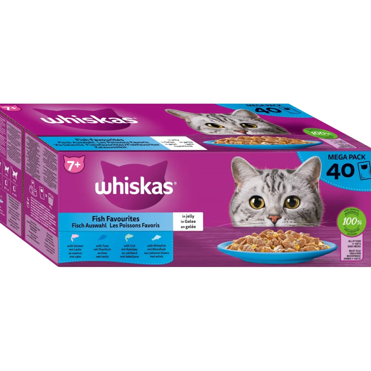 Whiskas Mega Pack 7+ sélection de poisson en gelée 40 x 85 g