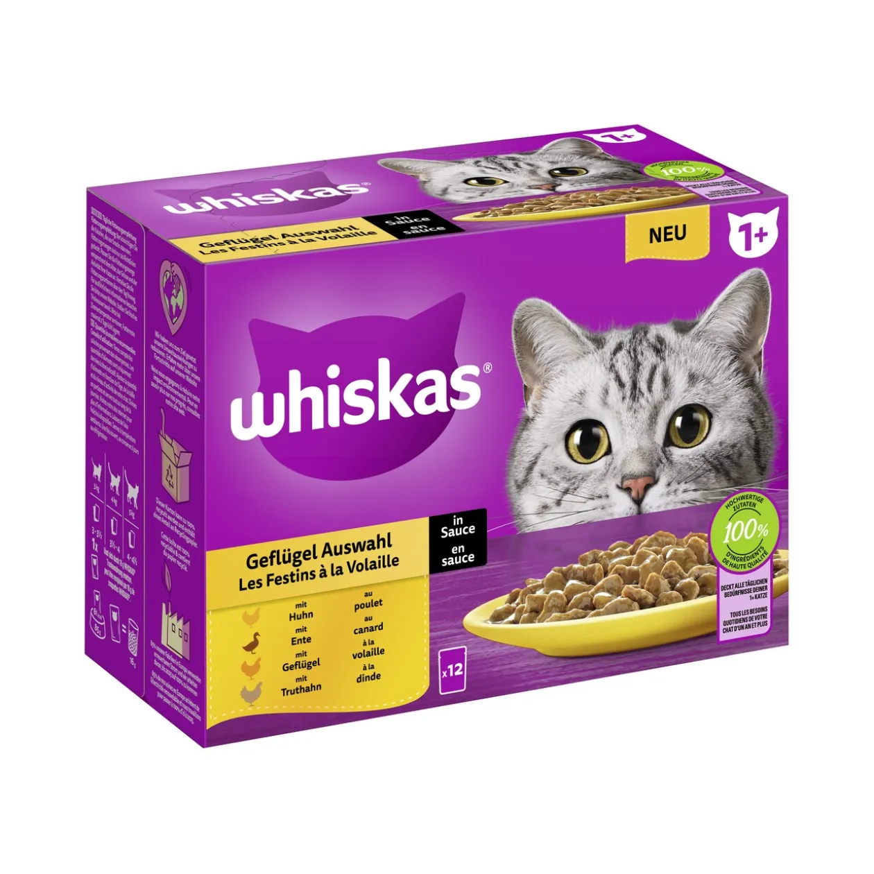 Whiskas Multipack 1+ sélection de volailles en sauce 12x85 g