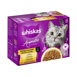 Whiskas nourriture humide pour chat adulte, multipack, 1+ sélection de volaille, en sauce 12x85 g
