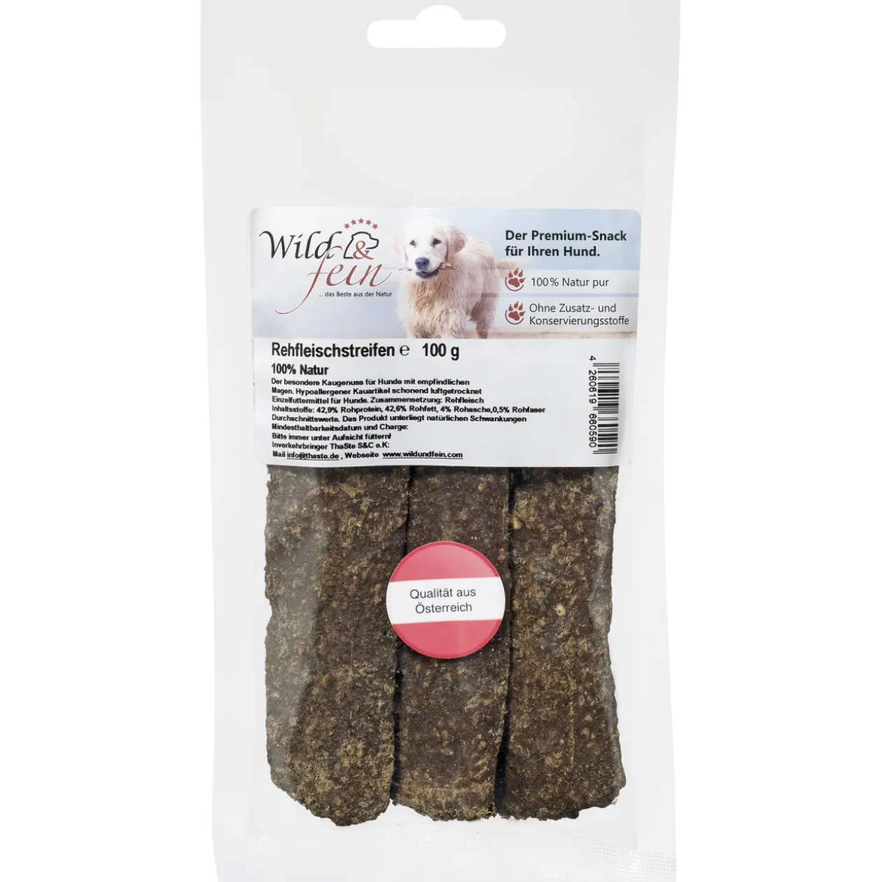 Wild & Fein Bandes de viande de chevreuil WIFE 100 g